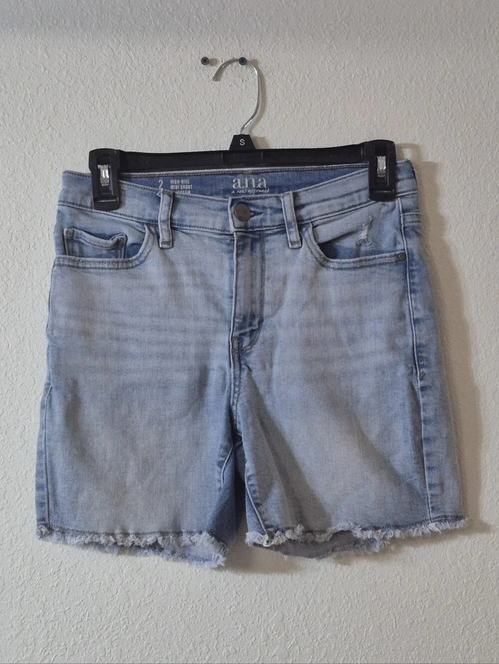 a.n.a Light Blue Frayed Hem Denim Shorts